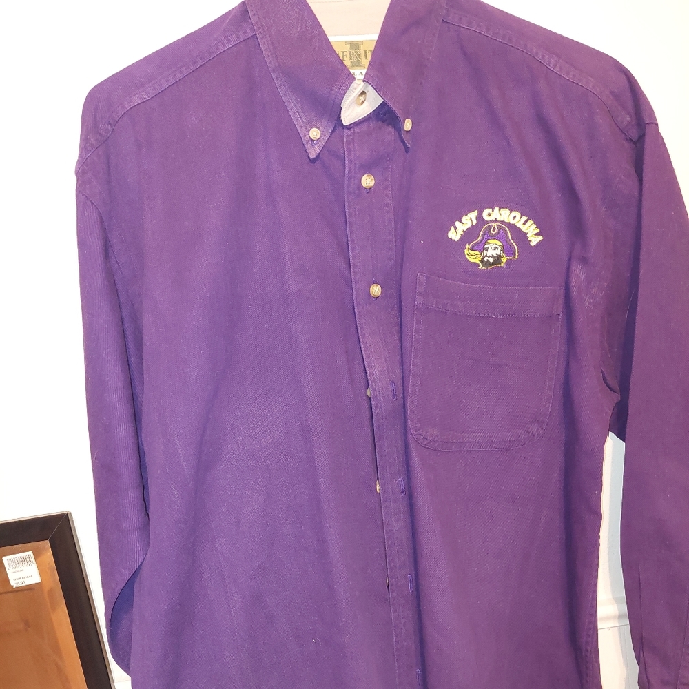 Mens Infinity by Classic ECU purple button up Size L